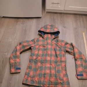 Burton Plaid Ski Snowboard Jacket Hooded Waterproof Insulated Womens Medium
